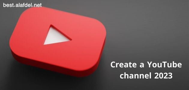 Image with the YouTube icon and a black background that says Create a YouTube channel 2023